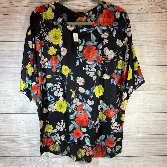 Nally & Mille Abstract Floral Top
